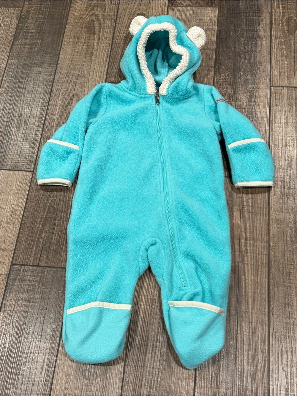 Cozy Fleece Bunting Suit Baby Snowsuit Columbia Blue 6-12M Warm Comfy Hooded